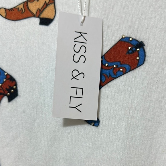 Women's White Boot Print Top - Picture 6 of 9